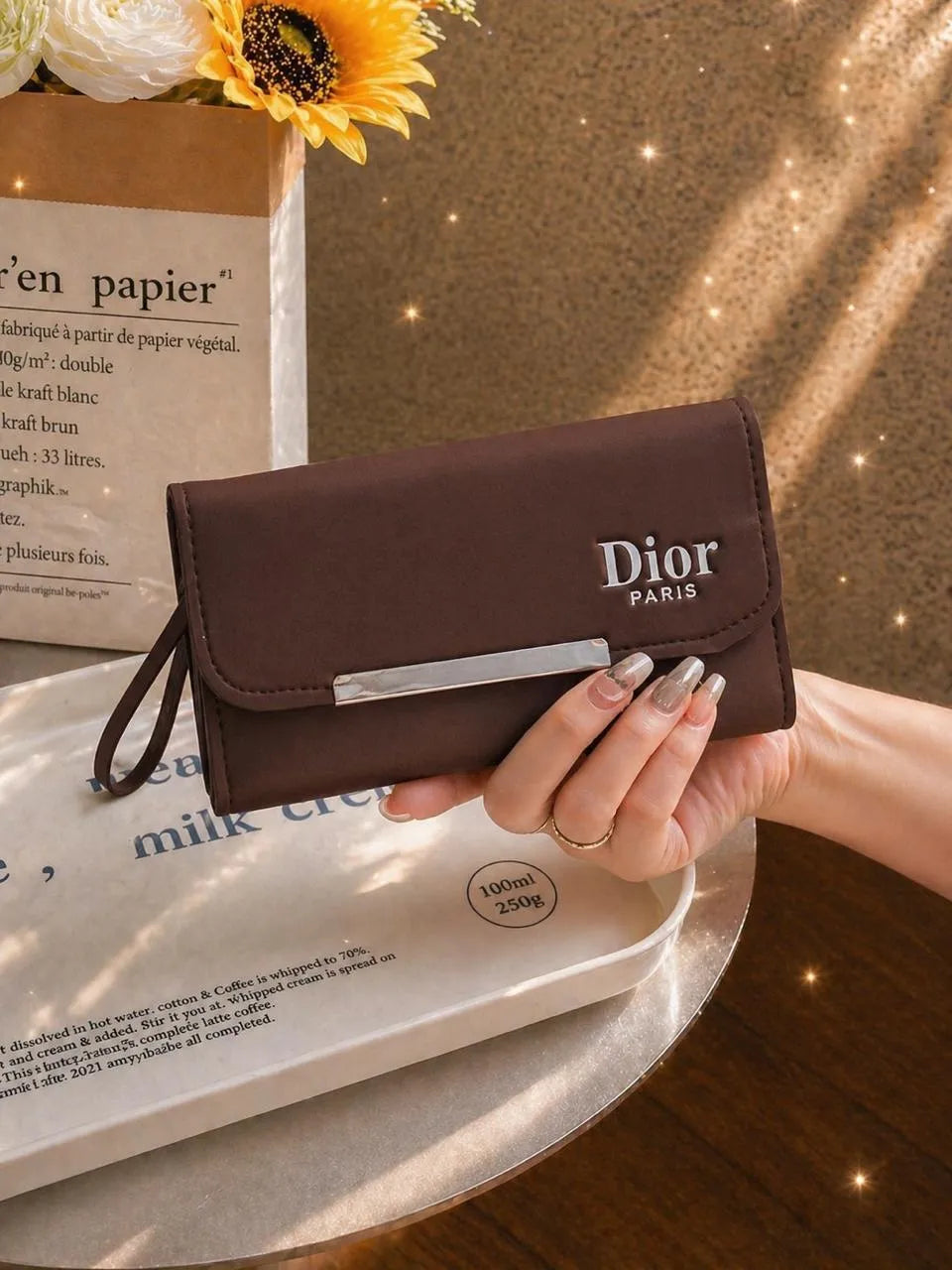 Dior PU Wallet Medium 2 Pockets