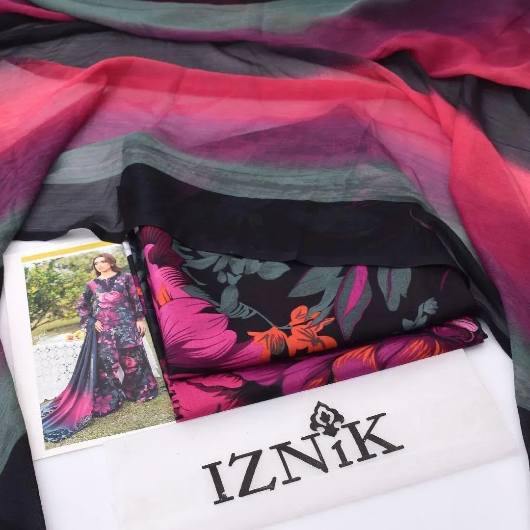 Premium Purple Digital Print Lawn Ensemble