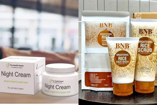 BNB-Rice Night Cream + Scrub + Wash Set for All Skin Types