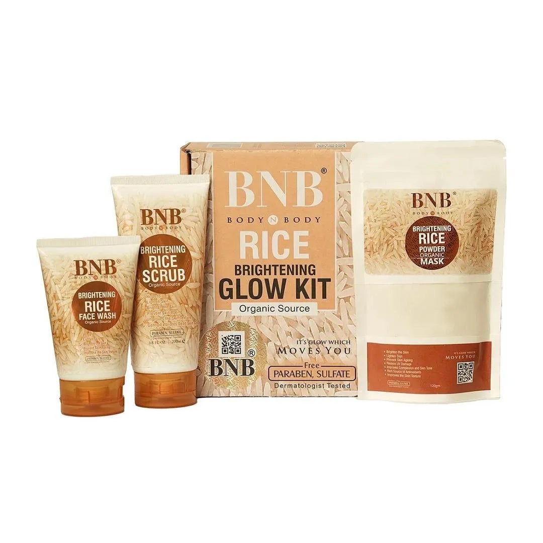 BNB-Rice Night Cream + Scrub + Wash Set for All Skin Types