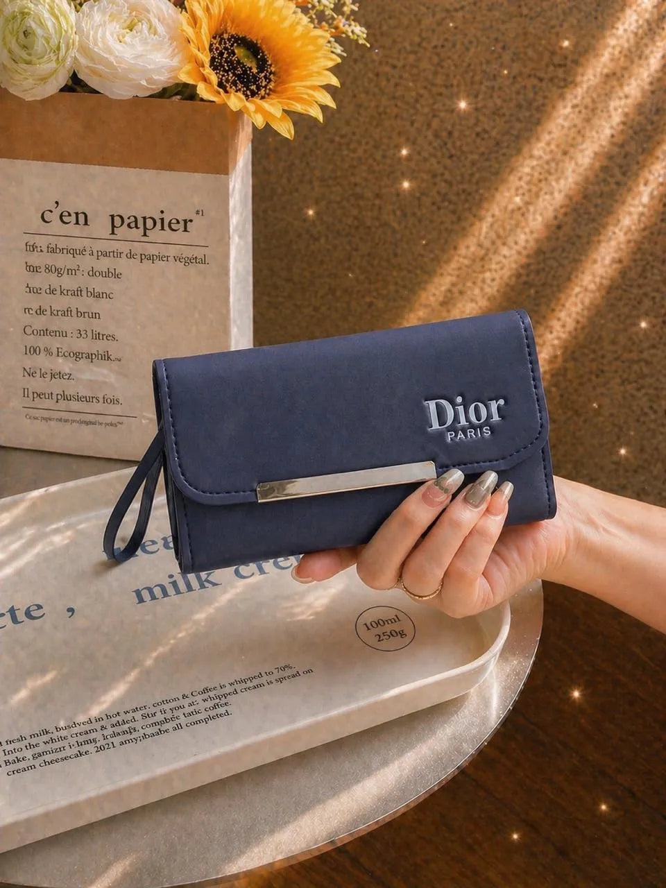 Dior PU Wallet Medium 2 Pockets
