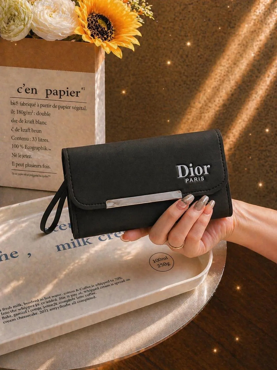 Dior PU Wallet Medium 2 Pockets