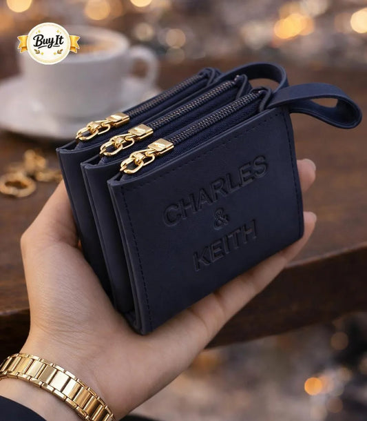 Charles & Keith Pink Leather Wallet 3 Pockets 4x5 Inch