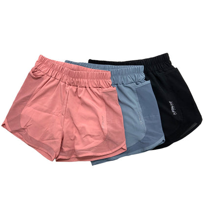 Women High Waist Mesh Running Shorts Quick Dry Double Pocket