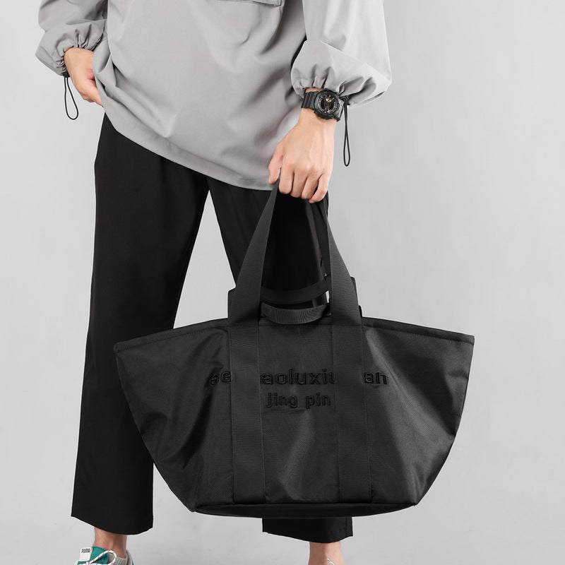 Trumpet Black Embroidered Nylon Crossbody Bag