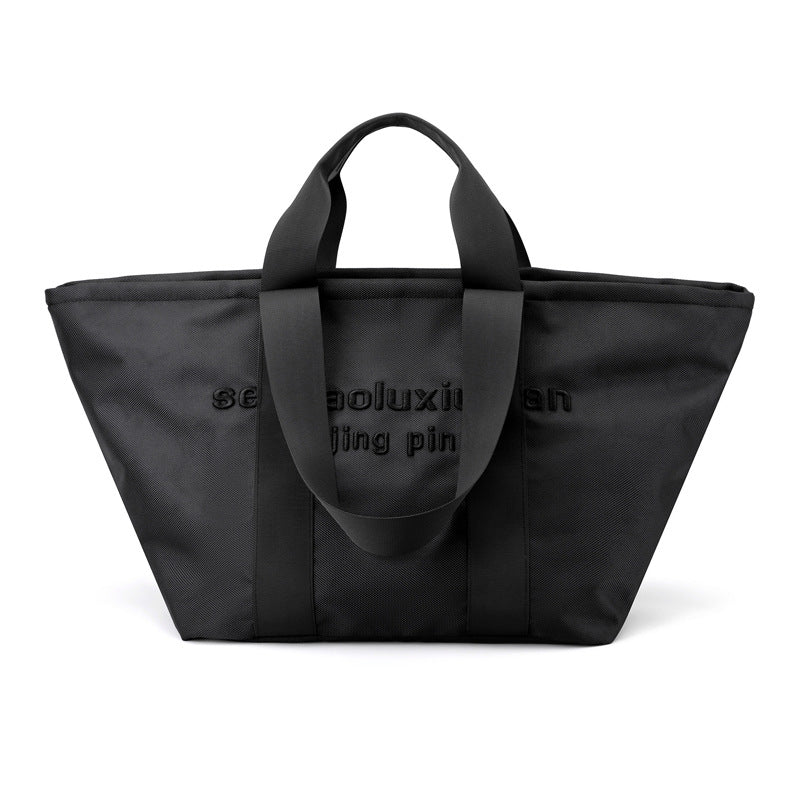Trumpet Black Embroidered Nylon Crossbody Bag