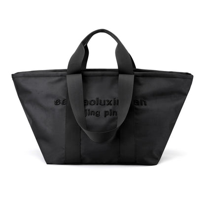 Trumpet Black Embroidered Nylon Crossbody Bag