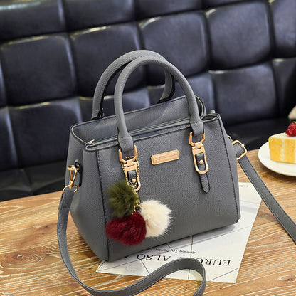 Women's Handbag with Pom Pom Charm Shoulder Crossbody