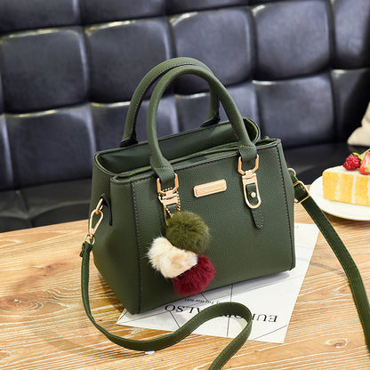 Women's Handbag with Pom Pom Charm Shoulder Crossbody