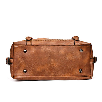 Retro Waxed Leather Boston Handbag: Timeless Elegance