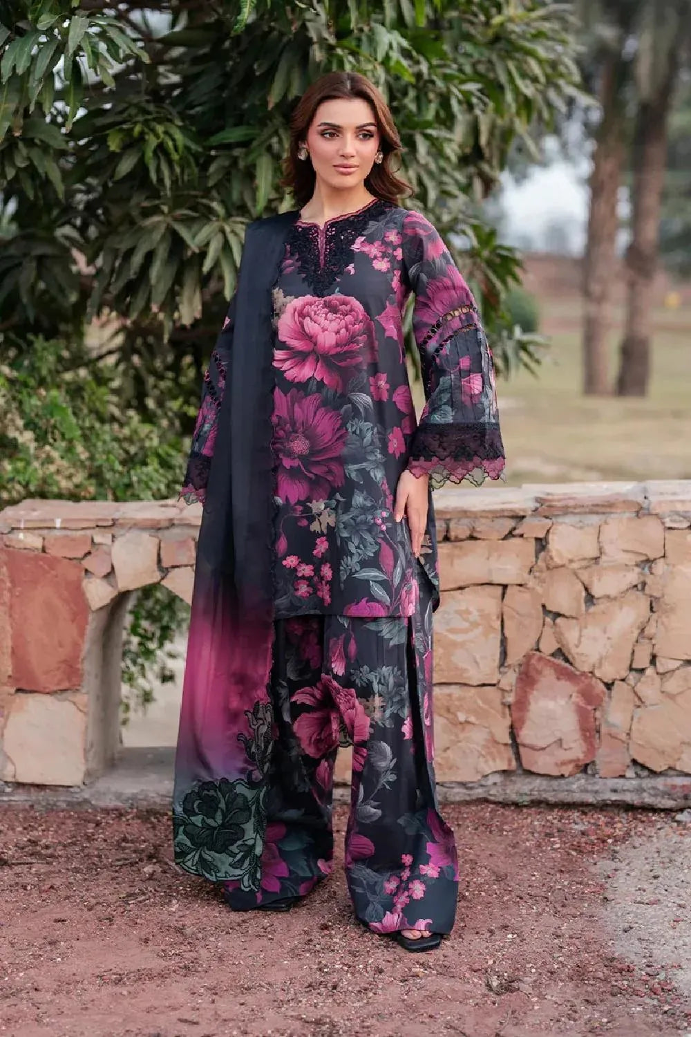 Premium Purple Digital Print Lawn Ensemble