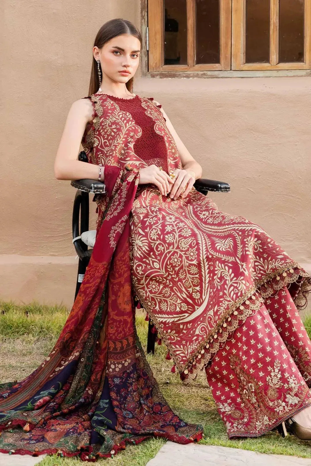 Elegant Maroon Digital Print Lawn Collection