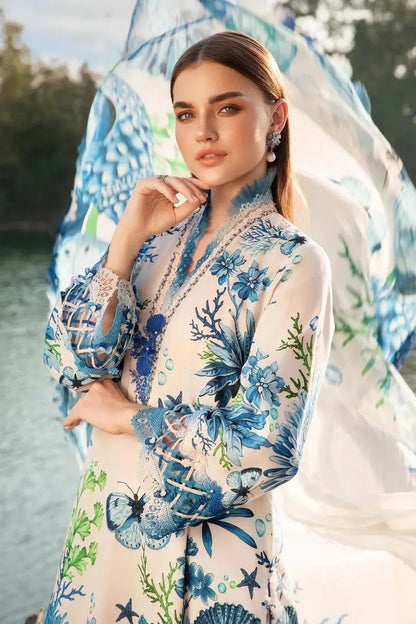 Premium blue 3-Piece Unstitched Digital Print Lawn Collection