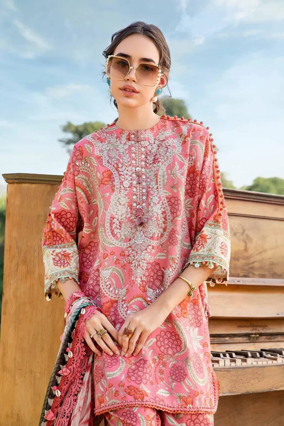 Vibrant Pink 3-Piece Digital Print Lawn Suit