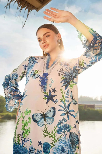 Premium blue 3-Piece Unstitched Digital Print Lawn Collection