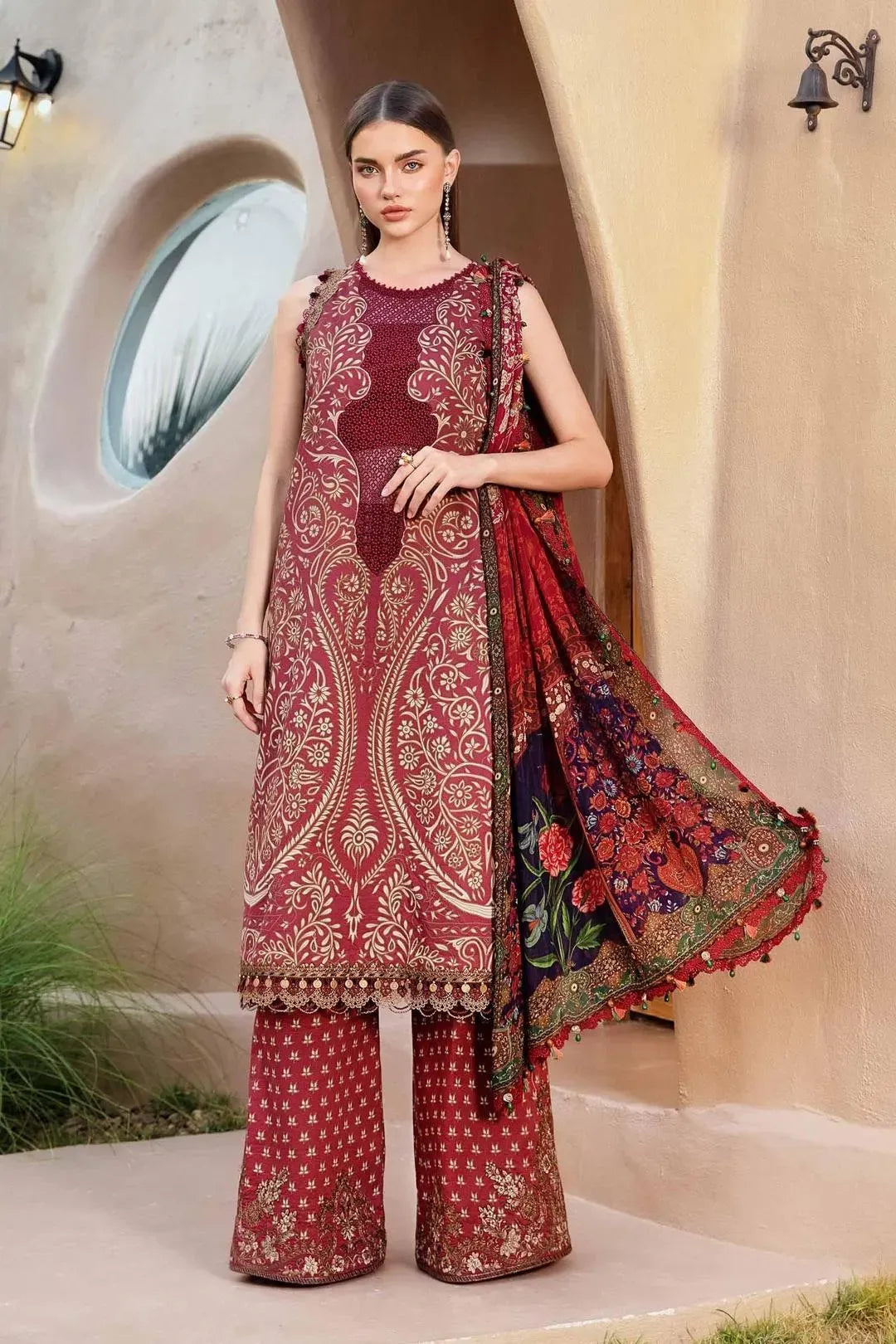 Elegant Maroon Digital Print Lawn Collection