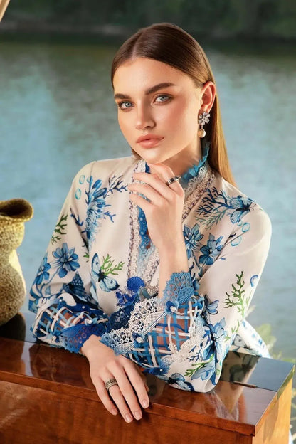 Premium blue 3-Piece Unstitched Digital Print Lawn Collection