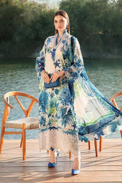 Premium blue 3-Piece Unstitched Digital Print Lawn Collection